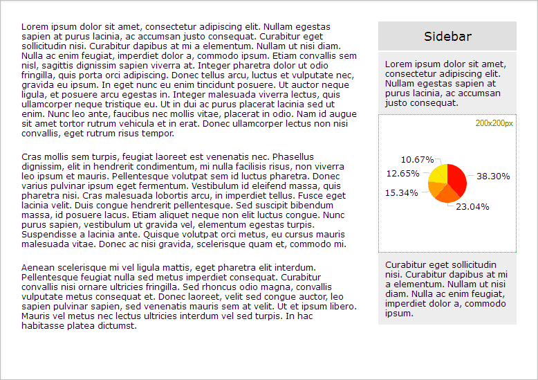 Sizing pie chart