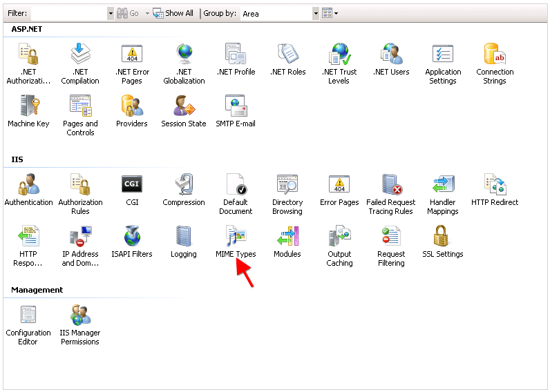 IIS mime type config